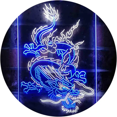 Vista 16 de ADVPRO Hombre Dragón Chino Cueva Garaje Tatuaje Dual Color LED Neon Sign Azul y Rojo 8 x 12 pulgadas st6s23-i3780-br