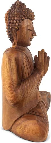 Vista 7 de G6 Collection Estatua de Buda sentado de madera de 8 pulgadas, escultura meditadora hecha a mano, decoración decorativa para el hogar, decoración
