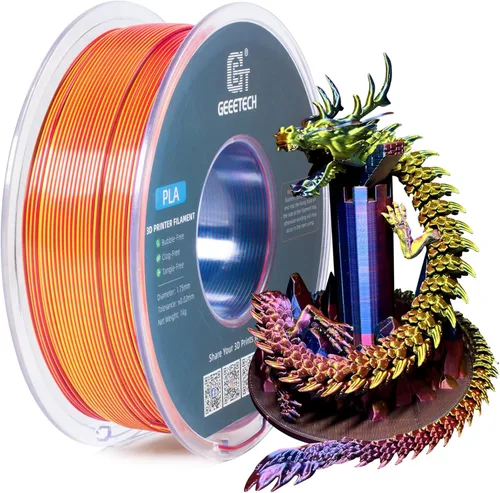 Vista 14 de Geeetech - Filamento PLA de 0.07 pulgadas, filamento de seda de bicolor, consumo dicromático de coextrusión brillante, 2.2 libras, 1 carrete