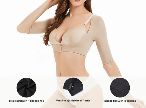 Vista 6 de KSKshape Faja moldeadora de brazos para mujer, mangas de compresión posquirúrgicas, adelgazantes, corrector de postura, fajas moldeadoras beige