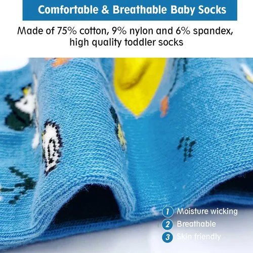 Vista 4 de Hellomamma Girls Toddler Cotton Crew Socks Kids Novelty Animal Soft Funny Fashion Casual Breathable Childs Socks 5 Pairs
