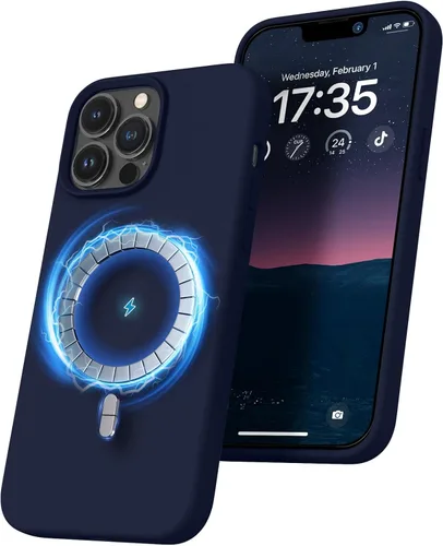 Vista 8 de RIZUS - Funda de silicona magnética para iPhone 13 Pro Max [compatible con MagSafe], funda delgada con forro de microfibra antiarañazos, a prueba