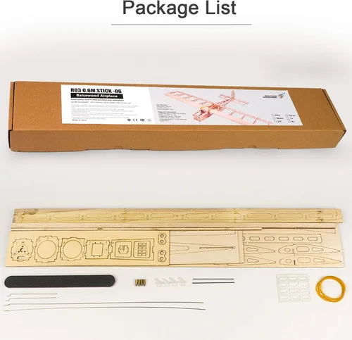 Vista 3 de mewmewcat Rc Avión, Dancing Hobby R03 STICK-06 Avión 22.835 in Pan Balsa Madera Aviones DIY Juguete Volador para Adultos al Aire Libre Kit Versión