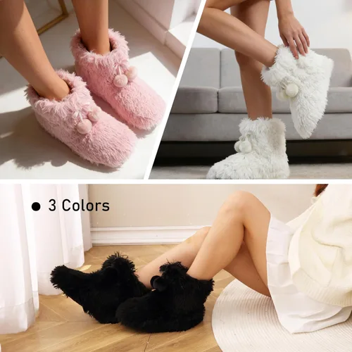 Vista 4 de Botas Home Slipper para mujer, suaves de forro polar, calientes, para interior de casa