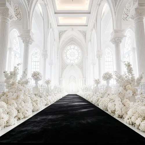 Vista 4 de Camino de pasillo negro de 4 x 15 pies para ceremonia de boda, alfombra de pasillo de terciopelo para pasillo, accesorios de boda para recepción