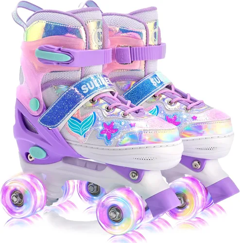 Vista 13 de SULIFEEL - Patines ajustables para niños para niños de 3-5, 5-8, 6-12 años con ruedas iluminadas ajustables de 4 tamaños, el mejor regalo para niños