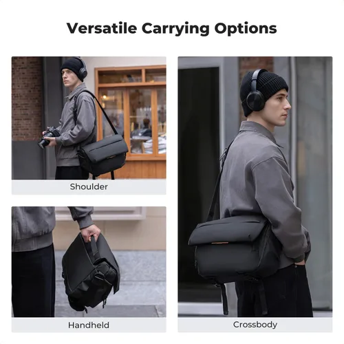 Vista 6 de K&F CONCEPT Bolsa bandolera para cámara, bolsa cruzada para cámara de 13L Negro