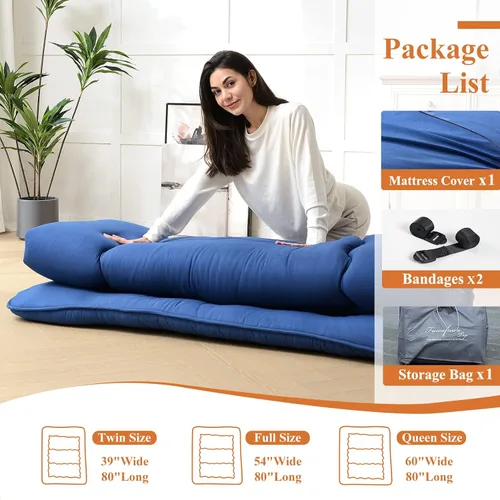 Vista 6 de Colchón de futón grueso para dormir, colchón plegable para adultos, niños, tapete de tatami, colchón de campamento, viaje por carretera, tapete