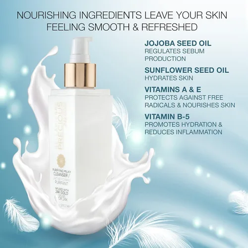 Vista 2 de bellapierre Precious Purifying Milky Cleanser Fórmula totalmente natural con polvo de oro de 24 quilates, vitaminas nutritivas, aceites