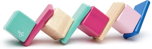 Vista 8 de Juego de bloques de madera magnéticos Tegu Pocket Pouch de 8 piezas, Blossom