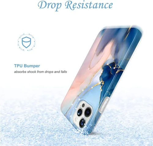 Vista 5 de JAHOLAN - Carcasa para iPhone 12 y iPhone 12 Pro, diseño de mármol transparente, carcasa de silicona de goma suave, carcasa de 6,1 pulgadas