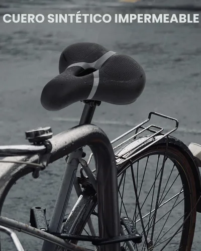 Vista 6 de Reemplazo de asiento de bicicleta, asiento de bicicleta para hombres y mujeres, cómodo sillín de bicicleta ancho con espuma viscoelástica acolchada