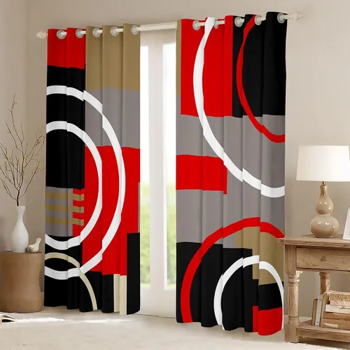 Vista 2 de Feelyou Cortinas geométricas para ventana para dormitorio, sala de estar, con formas de arcos, cortinas para niños y niñas, decoración moderna