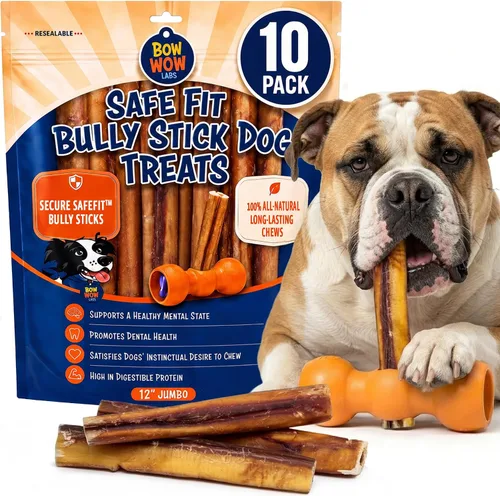 Vista 11 de Bow Wow Labs SafeFit™ Bully Sticks para perros, palitos de carne de res 100% naturales, alimentados con pasto, de bajo olor, masticables de larga