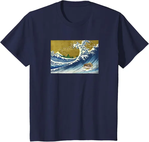 Vista 29 de Camiseta de surf japonés con diseño de erizo Azul Marino