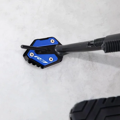 Vista 2 de Modeer Para YZF R7 2021-2023 2024 2025 extensión de soporte lateral de motocicleta Ampliar placa Pad yzf r7 yzfr7 r 7 Accesorios Color Azul