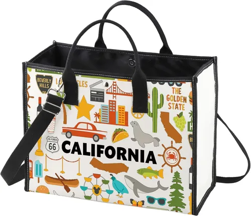 Vista 10 de WZMPA Bolsa de viaje California – Regalo de vacaciones y bolsa de compras – Regalo de recuerdo Calif 2