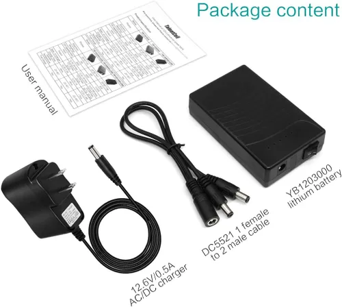 Vista 6 de TalentCell Banco de Energía 12V, Batería de Iones de Litio Recargable de 12V 3000mAh de Salida DC con Cargador para Tira/Luz/Panel/Amplificador LED
