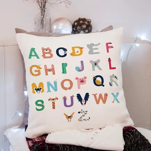 Vista 2 de KongMoTree Fundas de Cojines Decorativos con 26 Letras Inglesas Decorativas, Protectores de Almohada de Lino Decorativo, Funda de Almohada