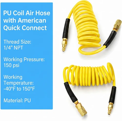 Vista 3 de 2 mangueras de aire de retroceso de poliuretano, 1/4 pulgadas de Amarillo
