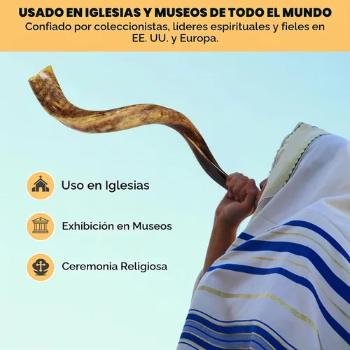 Vista 6 de YOMTOV-SHALOM Kudu Shofar a la venta Kosher de Israel Reyes Shofar Fábrica original de Shofar (13-18)
