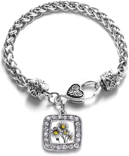 Vista 69 de Pulsera de dijes cuadrados de plata con joyería de circonita cúbica