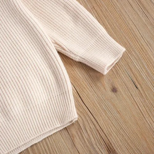 Vista 5 de Suéter Woshilaocai de punto para niña o bebé, con manga larga, holgado, suéter cálido, ropa para otoño e invierno