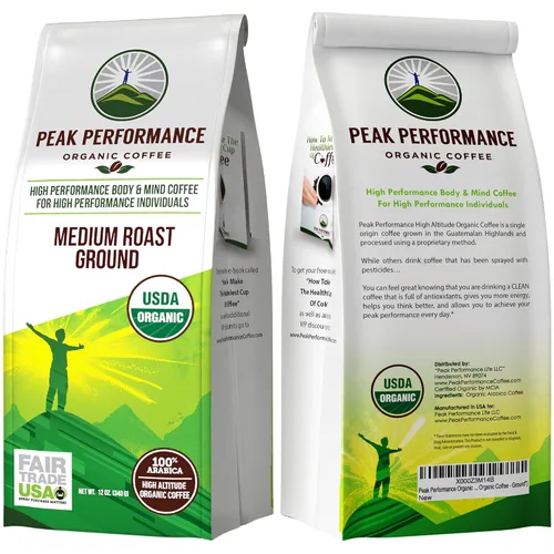 Vista 6 de Peak Performance Café orgánico de altura. Sin pesticidas, Comercio justo, no OMG, lleno de antioxidantes. Frijoles y tierra saludables