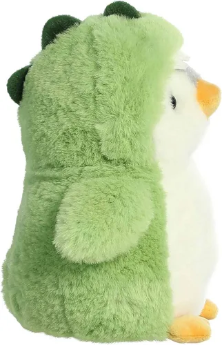 Vista 3 de Aurora® Pingüino de pompón juguetón™ Dino de peluche - Compañeros vibrantes para abrazos cálidos - Perfecto para adultos, niños y cumpleaños - Verde