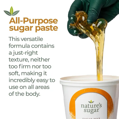 Vista 3 de Nature's Sugar Paquete de depilación de cera de azúcar natural vegana apta para principiantes para hombres y mujeres - Pasta de azúcar para todo
