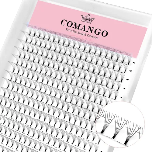 Vista 13 de Extensiones de pestañas de volumen prefabricadas 10D, 0.003 in de grosor, rizo C/D, 0.472 in, tallo corto, extensiones de pestañas de volumen