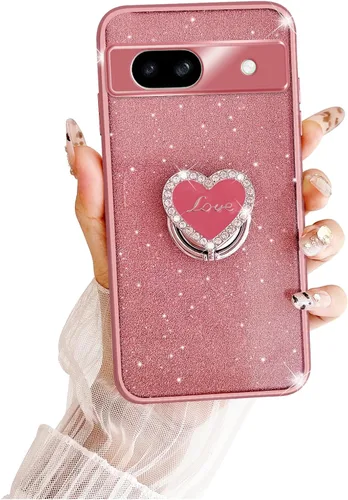 Vista 47 de Funda protectora transparente de 3 capas con anillo bonito soporte, para mujeres y niñas, para Pixel 6 2021 (lavanda)