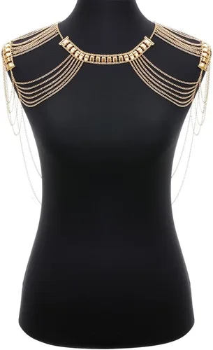 Vista 2 de Blusa halter de cadena con espalda descubierta para mujer con cadena de lentejuelas