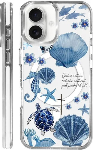 Vista 114 de Funda para iPhone 13 Pro, transparente con bonito patrón de tiburón azul, compatible con Magsafe funda protectora suave para mujeres y niñas (blanco)