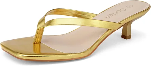 Vista 16 de Sandalias de tacón de gatitos para mujer, con puntera cuadrada, sin cordones, sandalias de tacón de 2 pulgadas, sandalias de fiesta, sandalias