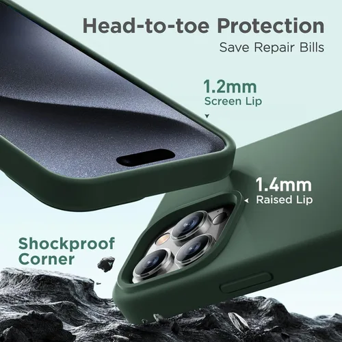 Vista 6 de Cordking Funda diseñada para iPhone 15 Pro Max, funda de silicona ultradelgada a prueba de golpes con [forro de microfibra suave antiarañazos], 6.7