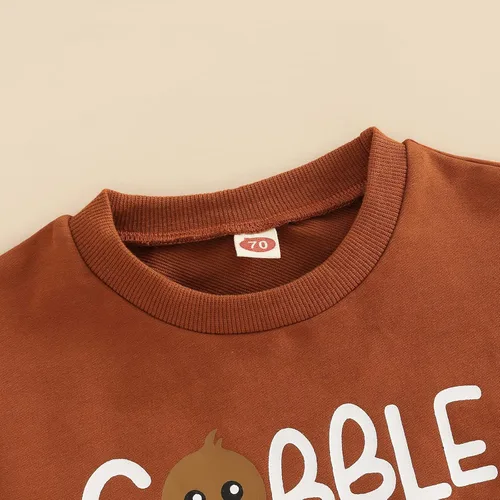 Vista 3 de My First Thanksgiving - Conjunto de sudadera de manga larga con cuello redondo para bebé, niña y niño, mameluco de gran