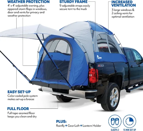 Vista 5 de Tienda para camioneta Sportz, color azul y gris