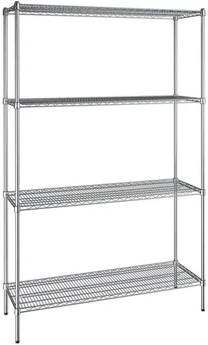 Vista 384 de Kit de 4 estantes de epoxi verde NSF de 21 x 72 pulgadas con postes de 86 pulgadas, estantería de almacenamiento resistente, kit de estantería
