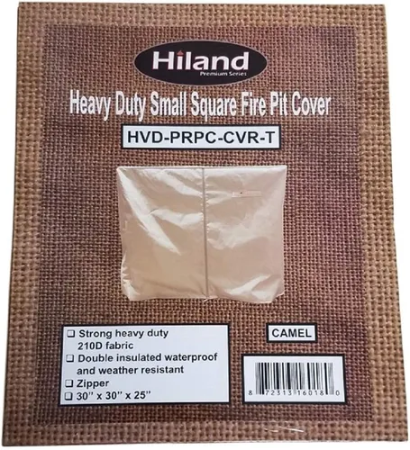 Vista 2 de Hiland HVD-PRPC-CVR - Cubierta para hoguera de propano convencional, impermeable, resistente, 30 x 30 x 25 pulgadas, color marrón claro, cuadrado