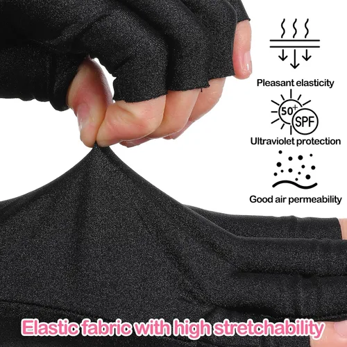 Vista 3 de 2 pares de guantes de uñas UV, guantes de luz UV para uñas de gel, guantes de lámpara de uñas sin dedos, material de elastano transpirable para arte