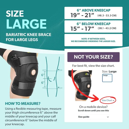 Vista 2 de Rodillera BraceAbility para piernas grandes y personas grandes con muslos amplios, con protección para la rodilla para tratar Tendinitis rotuliana
