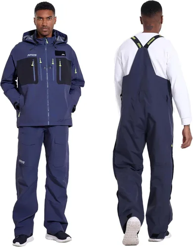 Vista 2 de Men’s 3-Layer Waterproof Fishing Jacket & Bib Pants Set – Waders & Foul Weather Gear