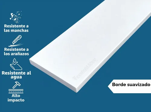 Vista 2 de Umbral de Mármol Artificial Súper Blanco para Bordillo de Ducha, Protector contra Salpicaduras de Tocador de Baño, Alféizar de Ventana, Transiciones