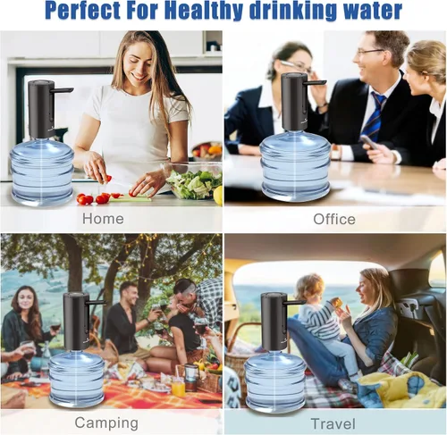 Vista 8 de KitchenBoss - Bomba automática plegable para botella de agua, color negro ónix Dispensador universal de bomba de botella de agua, apto para 1-5