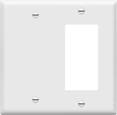 Vista 12 de ENERLITES Combination Decorator - Placa de pared basculante y salida en blanco, tamaño estándar, cubierta de interruptor de luz de 2 cuadras, 4.50 x