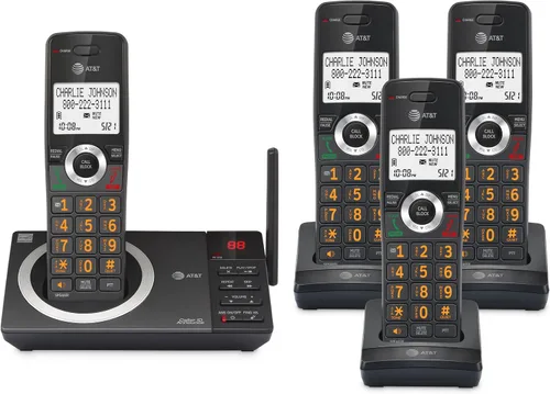 Vista 21 de AT&T DECT 6.0 Teléfono doméstico con cable o inalámbrico con 1 auricular y contestador, bloqueador de llamadas inteligente, identificación