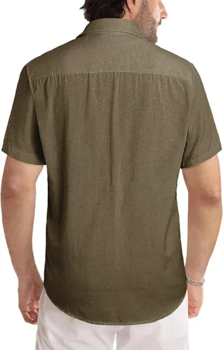 Vista 264 de JMIERR Camisas de vestir a rayas con botones y manga corta para hombre