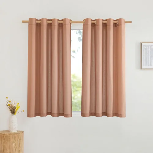 Vista 194 de NICETOWN - Cortinas de lino angora para ventana de cocina sobre el fregadero, con ojales, lino grueso angora, tratamientos cortos para ventanas