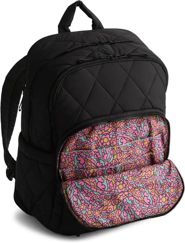 Vista 4 de Vera Bradley para mujer Bancroft Mochila grande de peso ligero, Negro, Tamaño único